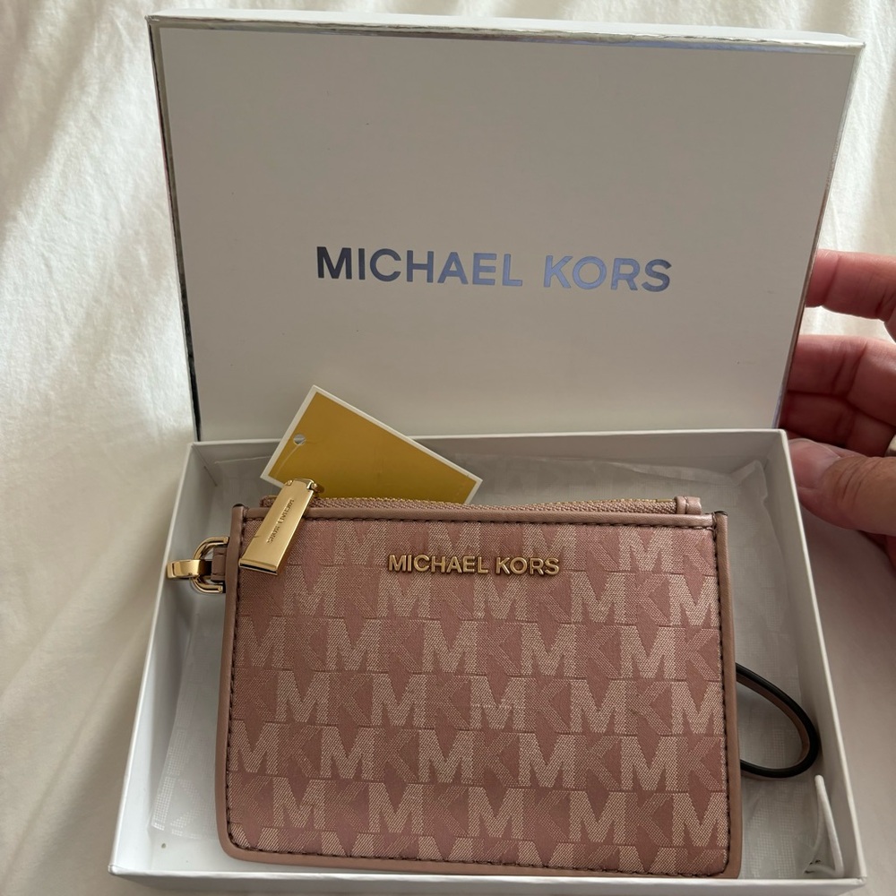 Michael Kors Small Logo Coin/ID Wristlet - Fawn NWT